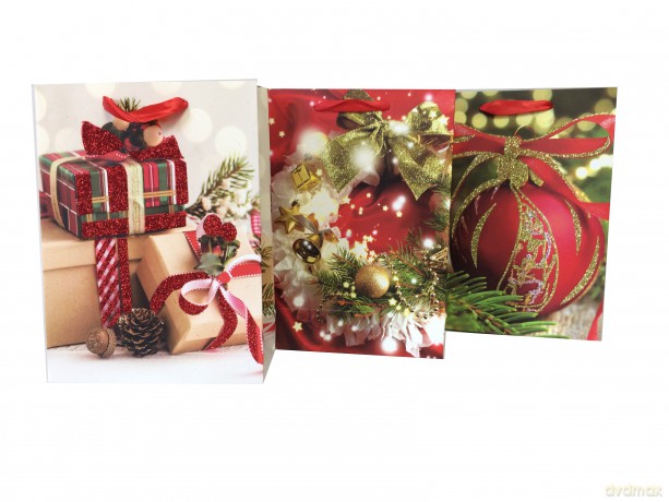 Torebka LUX z brokatem A4 (26x32x10) X-MAS 12szt