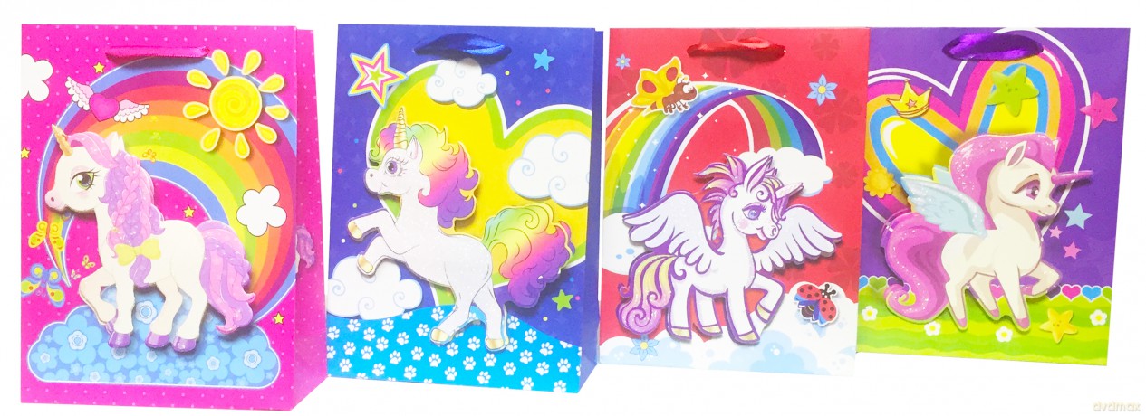 Torebka lux z brokatem duża A4 pop-up UNICORN 2