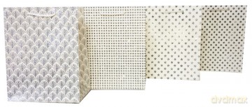 Torebka Lux z brokatem srebrno-biała A5 (18x23x10)
