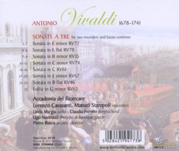 Accademia Deil Ricercare: Vivaldi: Sonate A Tre [CD]