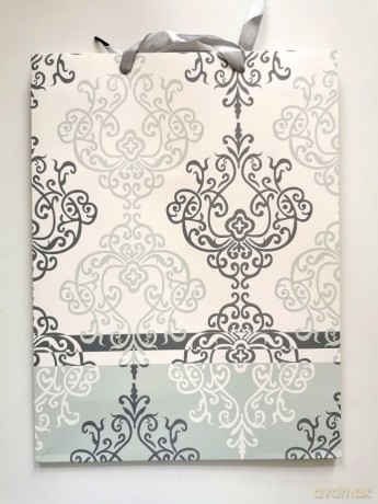 Torebka ozdobna biało - niebieska ornament 40x30x12cm GM005 L