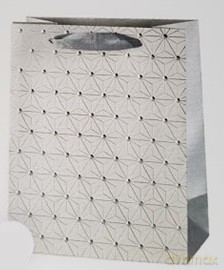 Torebka ozdobna biało-srebna geometryczne wzory (32X26X12) M