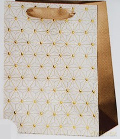 Torebka ozdobna biało-złota geometryczne wzory 32x26x12cm M