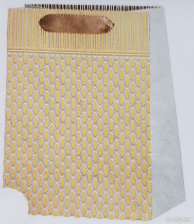 Torebka ozdobna biało-złota paski i grochy 40x30x12cm L