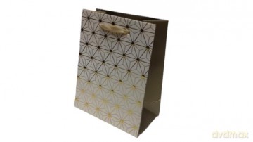 Torebka ozdobna biało-złota w geometryczne wzory 14x11x6cm BK932-C XS