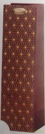 Torebka ozdobna butelka bordowa w złote symbole 32x10,5x10,5cm
