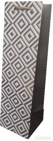Torebka ozdobna butelka złote romby 36,5x10,5x10,5cm