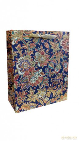Torebka ozdobna granatowa w kwiaty 28x18x10cm S