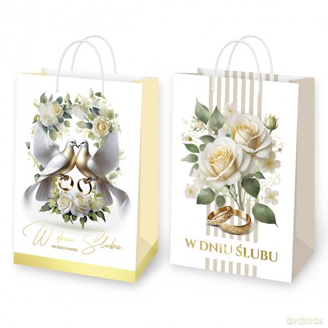 Torebka ozdobna laminowana ślub (22,5x33x9,5cm) mix 2 wzorów