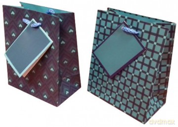 Torebka ozdobna niebieska mała 015 (14x11,5x6,5cm) mix 2 wzorów