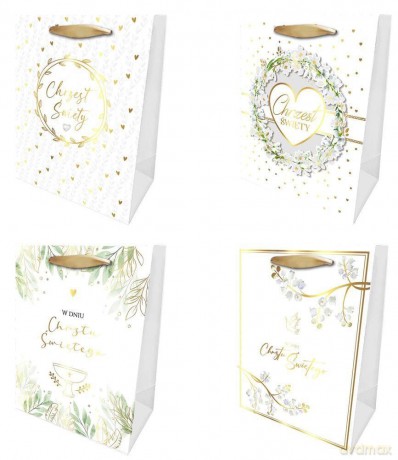 Torebka ozdobna QPM chrzest święty (17,7x9,8x22,8cm) mix