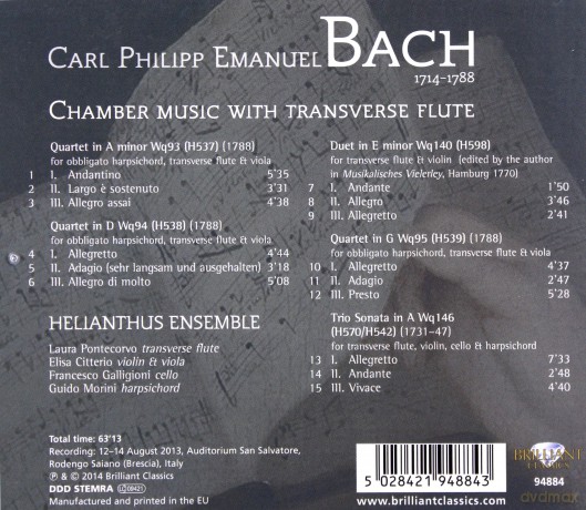 Bach: C.P.E. Bach: Chamber Music With Transverse Flute [CD]