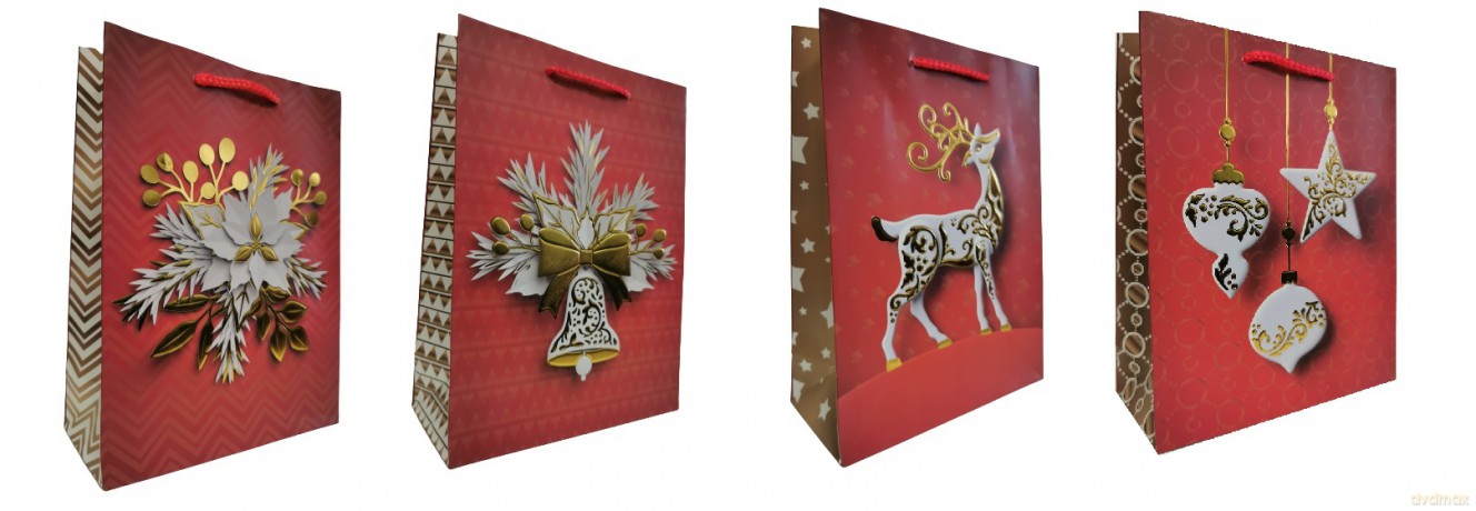 Torebka prezentowa bożonarodzeniowa duża 40x29,5x12cm mix wzorów 12szt/opak