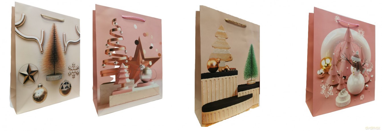 Torebka prezentowa bożonarodzeniowa średnia 17,5x24x8cm mix wzorów 12szt/opak