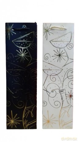 Torebka prezentowa butelka wąska metalizowana (10,5x35x10cm) mix