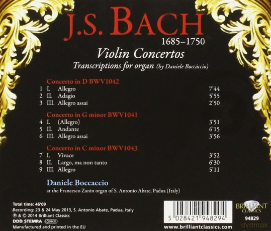 Bach: Violin Concertos: Trsncrip [CD]