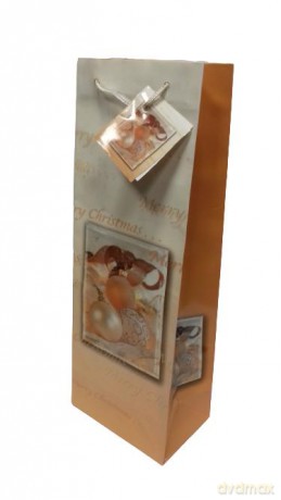 Torebka świąteczna butelka 36,5x13x8,5cm mix