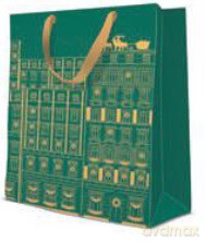 Torebka świąteczna premium Christmas tenements green, large 26,5x33,5x13cm