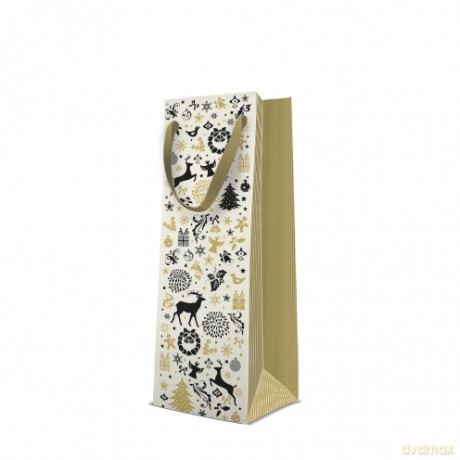 Torebka świąteczna premium kremowa - butelka 37x12x10cm