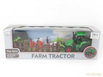 Traktor 16cm + figurki + stodoła
