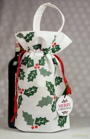 Worek Merry Christmas - butelka 22x32x10cm