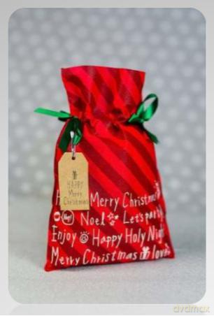 Worek Merry Christmas - czerwone paski 20x30cm