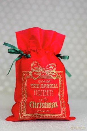 Worek Merry Christmas - czerwony złoty 22x31cm