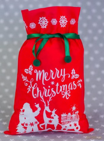 Worek Merry Christmas - worek zaprzęg świętego Mikołaja 60x90cm