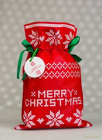 Worek Merry Christmas czerwony-gold 40x56 cm