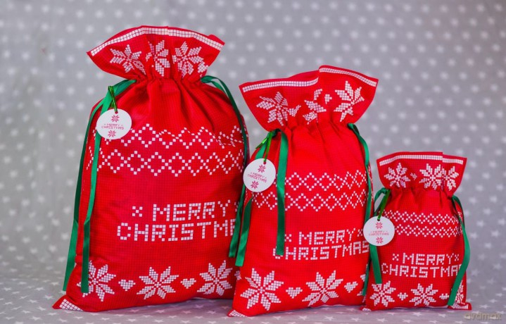 Worek Merry Christmas poinsettia czerwona 40x56 cm