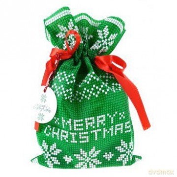 Worek Merry Christmas poinsettia zielona 40x56 cm
