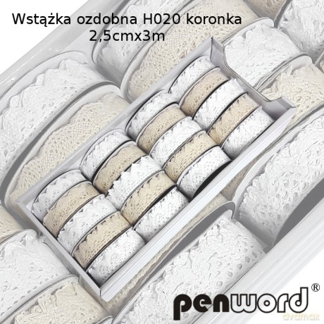Wstążka ozdobna 25mmx3m H020 koronka