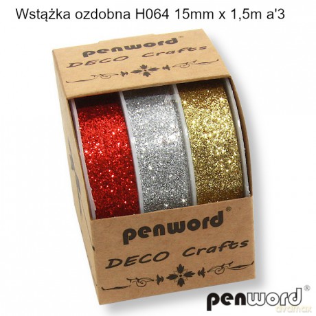 Wstążka ozdobna H064 15mm z 1,5 m
