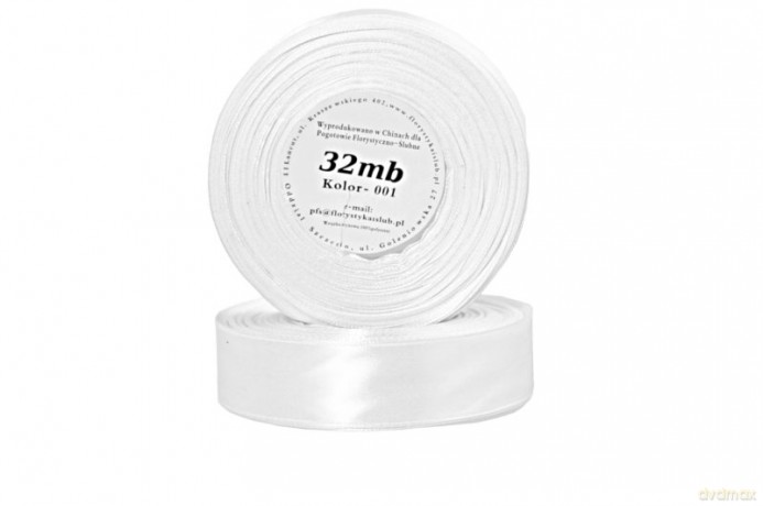 Wstążka satynowa 12mm/32mb biała