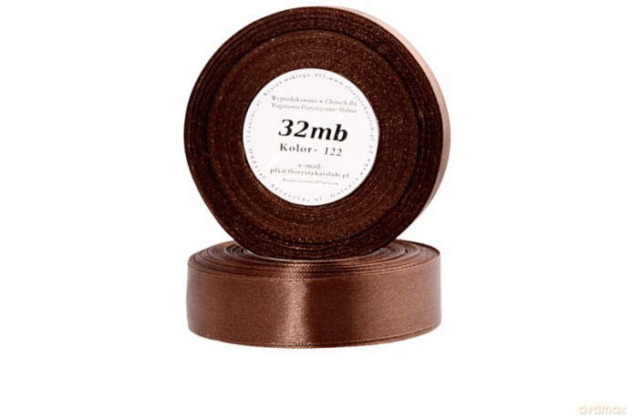 Wstążka satynowa 12mm/32mb ciemnobrązowa