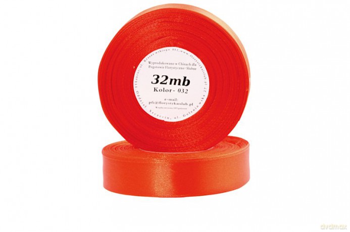 Wstążka satynowa 12mm/32mb ciemny pomarańcz