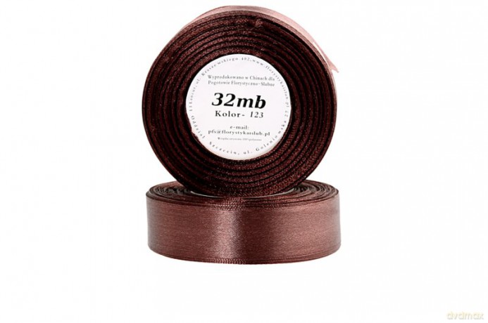 Wstążka satynowa 12mm/32mb czekoladowa
