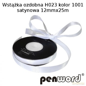Wstążka satynowa biała H023 kol.1001 12mmx25m