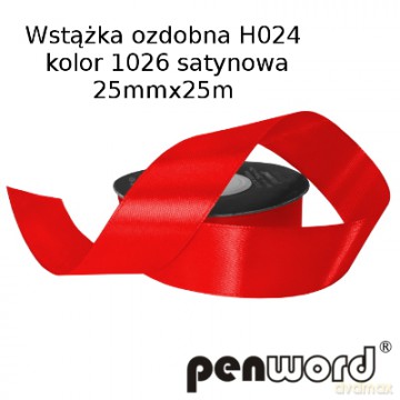 Wstążka satynowa czerwona H024 kol.1026 25mmx25m