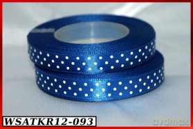 Wstążka satynowa w kropki 12mm/22mb chabrowa