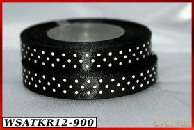 Wstążka satynowa w kropki 12mm/22mb czarna