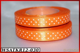 Wstążka satynowa w kropki 12mm/22mb pomarańczowa