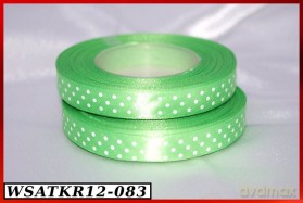 Wstążka satynowa w kropki 12mm/22mb seledynowa