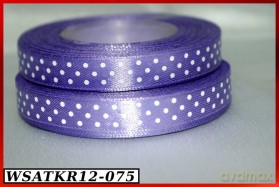 Wstążka satynowa w kropki 12mm/22mb wrzosowa