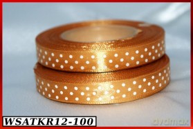 Wstążka satynowa w kropki 12mm/22mb złota