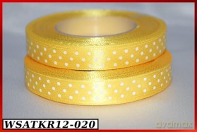 Wstążka satynowa w kropki 12mm/22mb żółta