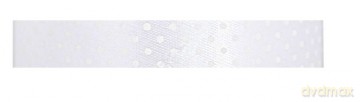 Wstążka satynowa w kropki 25mm/22mb biała/białe