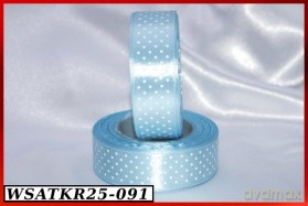 Wstążka satynowa w kropki 25mm/22mb błękitna