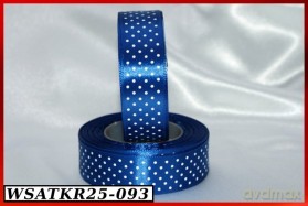 Wstążka satynowa w kropki 25mm/22mb chabrowa