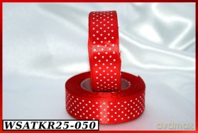 Wstążka satynowa w kropki 25mm/22mb czerwona